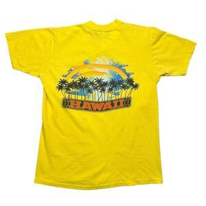 Vintage 1970s Hawaii Yellow Single Stitch Double Sided T-Shirt